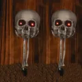 Halloween leuchtende Totenkopf Bodenstecker LED rote Augen gruselige Garten Party Dekoration - Bodenstecker Hände und Kopf Stil (Z276) / 2 Stück/Set