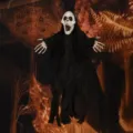 Halloween hängendes Skelett Geist Requisite mit schwarzem Gaze Umhang für gruselige Party Deko. - Saugnapf Geist Schwarz Nr. 4