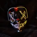 Halloween LED glowing mask, scary neon face mask with dual color wire for party and cosplay. - Fluorescent White and Yellow
