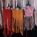 Halloween fantasma colgante accesorios cráneo sombrero bruja gasa terrorífico fiesta - Set de 3 fantasmas colgantes con capucha