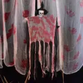 Halloween colgante esqueleto fantasma accesorio con sombrero de bruja decoración aterradora - Fantasma colgante con capucha y ropa sangrienta