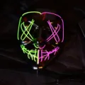 Halloween LED Glowing Mask Dual Color Neon Light Party Cosplay Costume Prop SKU - Fluorescent Green and Pink