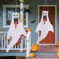 Halloween white ghost windsock hanging outdoor decoration for spooky holiday party yard decor. - Ghost Windsocks No. 1