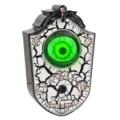 Campanello con bulbo oculare luminoso verde di Halloween, decoro fessurato per feste. - Stile crepato bianco
