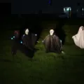 Halloween light-up ghost decorations yard stake set for outdoor lawn spooky party decor. - Y002 Black Ghost Ground Stake
