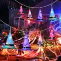 Halloween glowing witch hats LED string lights party hanging spooky holiday decoration props - Light-up / Set of 8 / Colorful