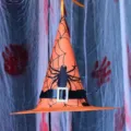 Halloween witch hat LED light up spooky party costume decoration prop for holiday events - Non-Glowing / Orange