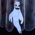 Halloween fantasma manica a vento decorazione appesa, bandiera fantasma bianca per festa. - Non Luminoso - Faccia Malvagia / Grande (130*60cm)