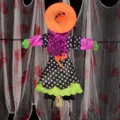 Halloween hanging witch decoration spooky tree hugging ghost scary holiday party prop setup - Curly Hair Polka Dot Tree-Hugging Witches