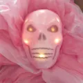 Mascarilla de calavera de Halloween luminosa rosa con LED activados por sonido accesorio fiesta - Máscara de Fantasma Luminosa Sonora / Blanco (Manchas de Sang)