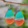 Trendy teardrop acrylic earrings with vibrant gradient colors for women daily wear gift. - Red Yellow Gradient Style (1184)