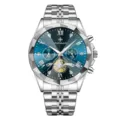 Orologio uomo al quarzo impermeabile luminoso multifunzione design sfaccettato nuovo - Quadrante Blu Stile Argento (2672-LY)