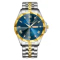 VAVAVOOM Andriko Roloi Quartz Epixeirisi Diplo Hmerologio Me Facet Bezel Kai Adiavroxo - Χρυσό Ασημί Μπλε Καντράν