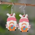 Osterhase Zwerg Holz Ohrringe Süße Osterei Korb Hängende Ohrschmuck Für Damen - Osterstil (2121)