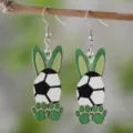 Osterhase Fußball Ohrringe Grüne Hasenohren Sport Thema Niedliche Ohrhänger für Damen Party - Stil 2226