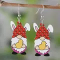 Osterhase Wichtel Holz Ohrringe Detail, doppelseitig süsse Küken Anhänger Schmuck für Damen. - Osterstil (2397)