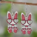 Hübsche Osterhase Ohrringe mit Herz Sonnenbrille, niedlicher Holz Ohrschmuck für Damen. - Stil 2232