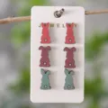 Osterhasen Ohrstecker Set aus Holz in bunten Pastellfarben für Damen und Frühlingsgeschenke. - Pink Lila Cyan Hasen Silhouette Ohrstecker Set (2242)