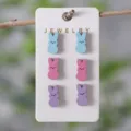 Schöne Osterhase Ohrstecker Set Mehrfarbige Kaninchen Ohrringe für Damen und Mädchen - Blau Pink Lila Cartoon Hasen Ohrstecker Set (2248)