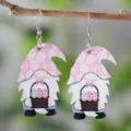 Oster Gnome Holz Ohrringe mit rosa Punkt Hut und Eierkorb, niedlicher Festtagsschmuck. - Rosa Hut Zwerg mit Korb (2456)