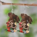 Pendientes de madera de conejo de pascua con flores y huevos, joyas festivas para mujeres. - Estilo Conejo Egg Hunt (2587)