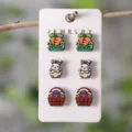 Osterhase Karotten und Ostereier Ohrstecker Set niedlicher Feiertag Schmuck Accessoires - Karotte Hase Osterei Stil (2138) / 3er Set
