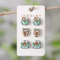 Süße Cartoon Holz Ohrringe Set für Frauen Mädchen Mode tolle Schmuck Geschenke - Drei Paar Ohrringe Set (SHE2139)