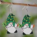St. Patrick's Day Holz Wichtel Ohrringe Kleeblatt Irische Feiertag Schmuck Geschenk - Kleeblatt Gnom-Stil (SHE2219)