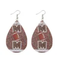 Muttertag Football MOM Tropfen PU Leder Ohrringe Stil Braunes Glitzer Design Damen - MOM Football Braune Paillettenohrringe (Leder 5)