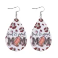 Muttertag Football Leder Tropfen Ohrringe mit lauter stolzer Mama Buchstabe Druck Damen - Loud & Proud MOM Tränen Lederohrringe (Leder 6)