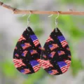 Amerikanische Flagge PU Leder Tropfen Ohrringe, doppelseitige Sterne und Streifen. - Stil 7