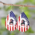 Detailansicht der US-Flagge patriotische Sonnenbrille Tropfen PU Leder Ohrringe Dekoration. - Stil 10