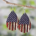 Amerikanische Flagge PU Leder Tropfen Ohrringe Vintage Sternenbanner Schmuck 4. Juli - Stil 11