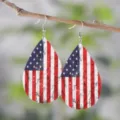USA Flagge Tropfen Ohrringe PU Leder patriotisch 4 Juli Feiertag Ohrhänger Schmuck Damen - Stil 14