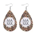 Leopardenmuster MAMA Tropfen Leder Ohrringe, stilvolle Muttertag Variante Ausführung. - MAMA Klassische Leopard Tränenohrringe (Leder 11)