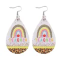 Schule Lehrer Ohrringe Wassertropfen PU Leder Regenbogen Apfel Druck Ohrschmuck Geschenk neu. - Stil 1