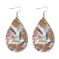 Schule Ohrringe Teardrop PU Leder mit Buchstaben Bleistift Druck beidseitig Lehrer Geschenk - Stil 2