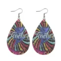 Lehrer Motiv PU Leder Tropfen Ohrringe, buntes Retro Design, perfektes Geschenk. - Stil 3