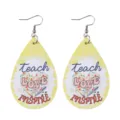 Lehrer Tropfen Ohrringe Gelb Teach Love Inspire Druck PU Leder Haken Ohrringe - Stil 6