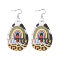 Lehrer Tropfen Ohrringe PU Leder Regenbogen Apfel Bleistift Schulanfang Geschenk Schmuck - Stil 9