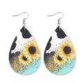 Westlicher Stil Kuhprint Sonnenblume Tropfen PU Leder Ohrringe Damen Mode Schmuck. - Stil 9