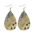 Westliche Tropfen Ohrringe mit Leopardenmuster und Sonnenblumen Design, PU Leder. - Stil 3