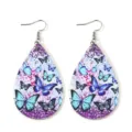 Blaue Schmetterling PU Leder Tropfen Ohrringe mit silbernen Haken für Damen Sommerschmuck. - Blau-Violetter Schmetterling (4)