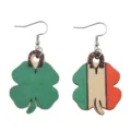 Asymmetrische Holz-Kleeblatt Ohrringe zum St. Patrick's Day, irische Festival Schmuck. - Asymmetrisches Colorblock-Kleeblatt (Holz 7)