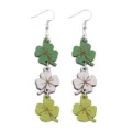 St. Patrick's Tag grüne weiße Farbverlauf Kleeblatt Holz Ohrringe Modeschmuck Damen - Gradient Streifen Kleeblatt (Holz 14)