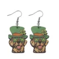 St. Patrick's Tag grüne Kleeblatt Hund Holz Ohrringe festliche Mode Schmuck für Damen - Festliches Hunde-Design (Holz 2)
