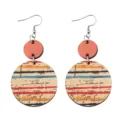 Handgemachte bohemien gestreifte holz ohrringe mit bunten runden geometrischen motiven. - 7