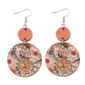 Boho Holz Ohrringe mit vintage Blumen rund geometrisch Tropfen Kunstmuster Design. - 8