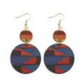Handgefertigte bunte geometrische Holz Ohrringe mit bohemian gestreiftem Muster Variante - 9