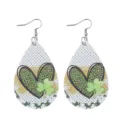 St. Patricks Tag grüne Kleeblatt Leoparden Tropfen Leder Ohrringe Variante Schmuck - Tropfenform Grün Leopard (Leder 5)